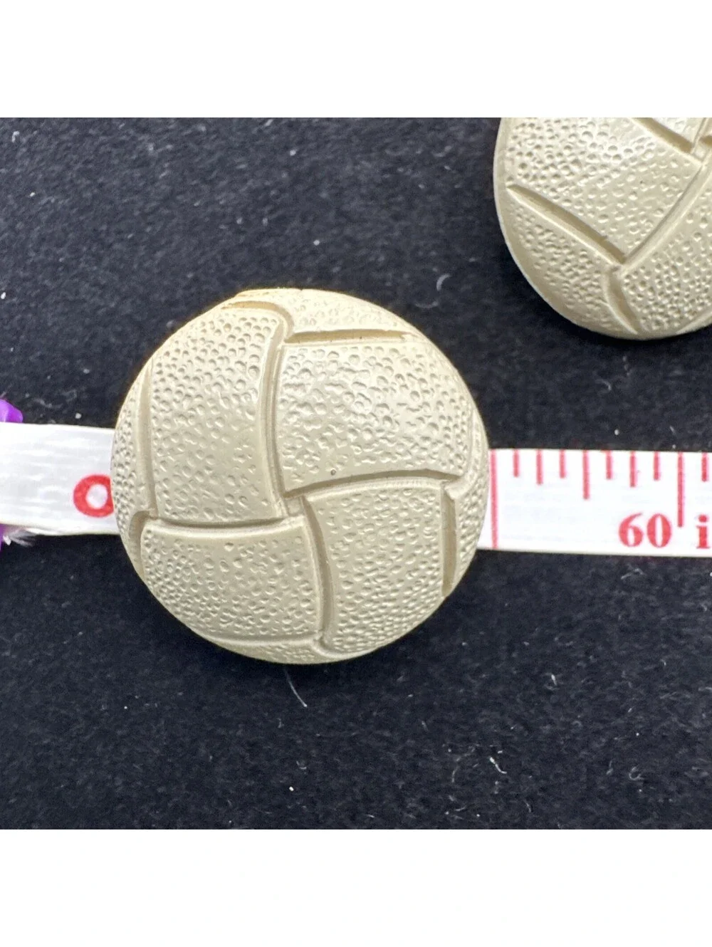 Set of Three Vintage Aran Football Buttons Cream 1”